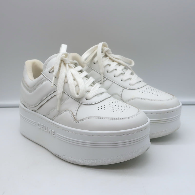 Celine Block Platform Low Top Sneakers White Leather Size 35