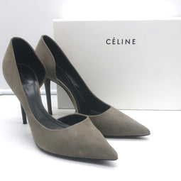 Celine D'Orsay Pumps Gray Suede Size 40.5