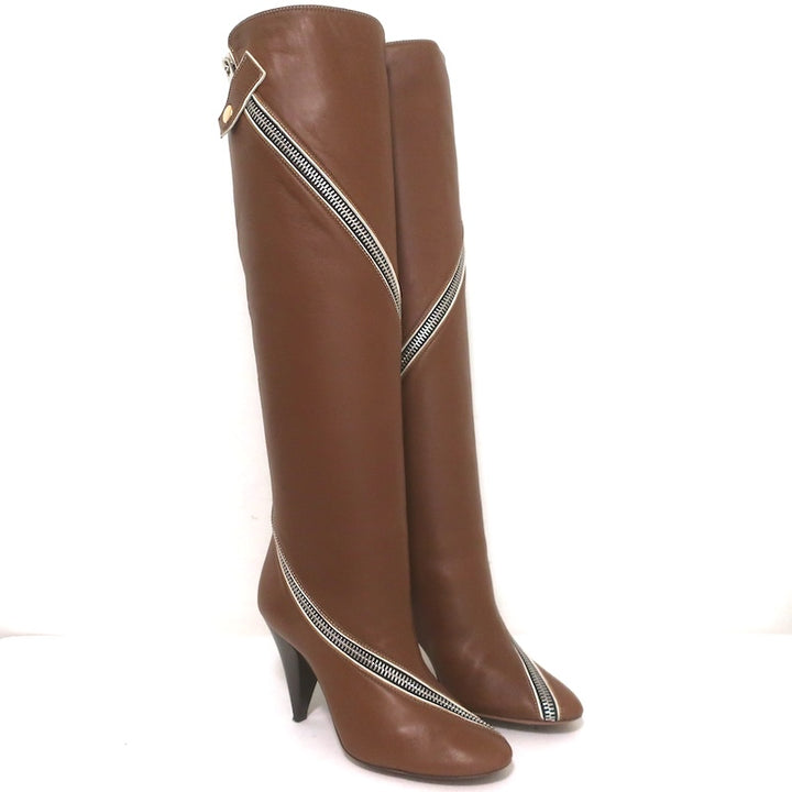 Celine Phoebe Philo Zip-Around knee-high boots Sz 37, Brown, front