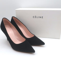 Celine Pointed Toe Pumps Black Suede Size 36