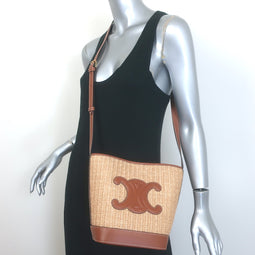 Celine Raffia Triomphe Small Bucket Bag 