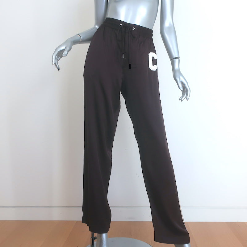 Celine Satin Side-Stripe Track Pants Dark Brown Size 36
