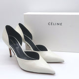 Celine d'Orsay Pointed Toe Pumps White 