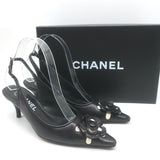 Chanel 05A CC Camellia Pointed Toe Slingback Pumps 