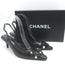 Chanel 05A CC Camellia Pointed Toe Slingback Pumps Black Leather Size 36