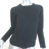 Chanel 07A Logo-Trimmed Zip-Up Cardigan Black Fine Wool Knit Size 38