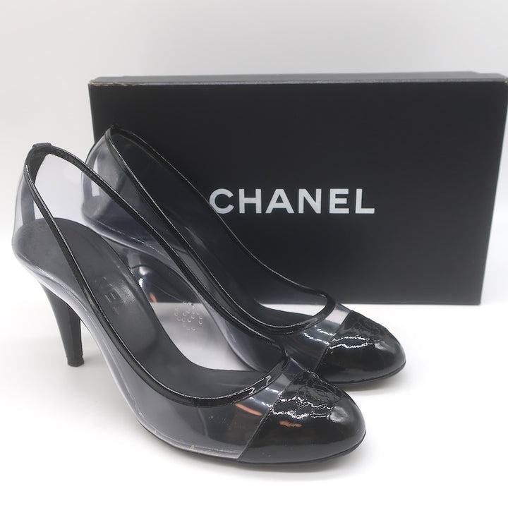 Chanel 07P CC Cap Toe PVC &amp; Patent Leather Pumps