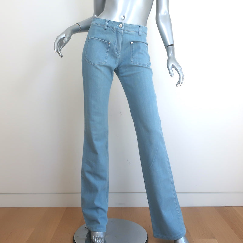 Chanel 07P Patch Pocket Flared Jeans Light Denim Size 38