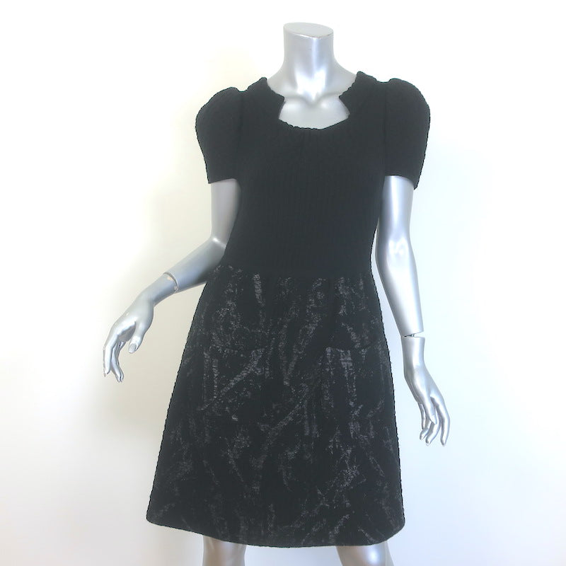 Chanel 11A Puff Sleeve Boucle Knit Dress Black/Silver 