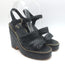 Chanel 15P Chain-Trimmed Quilted Wedge Sandals Black Braided Leather Size 40