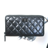 Chanel 16K Reissue L-Gusset Zip Around Wallet Black Quilted Leather