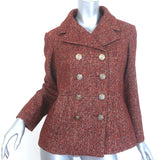 Chanel 18A Tweed Double Breasted Jacket Dark Red Size 36