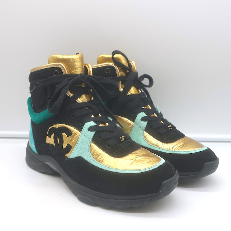Chanel 19A Lace-Up High Top Sneakers 