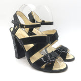 Chanel 2016 Floral-Heel Crisscross Sandals 