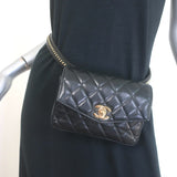 Chanel 2017 Quilted Leather Chain-Trim Mini Envelope Belt Bag 
