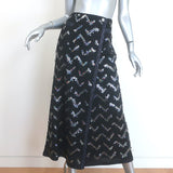 Chanel 2021 Chevron-Sequined Midi Wrap Skirt Black
