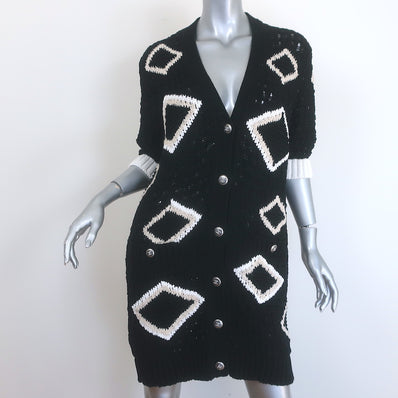Chanel 20P Intarsia Knit Short Sleeve Long Cardigan
