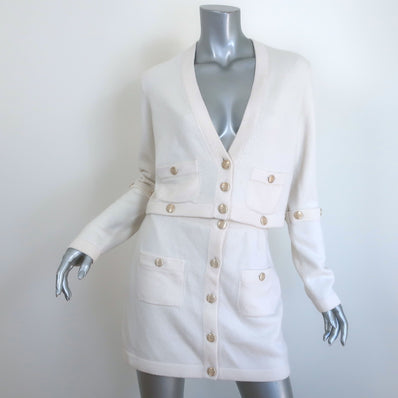 Chanel 22B Cashmere Convertible Mini Dress Cream Size 36 Cardigan & Skirt Set