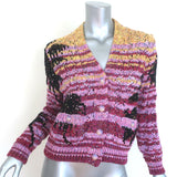 Chanel 24C Palm Tree Jacquard Knit Sequin Cardigan Pink/Yellow Size 34
