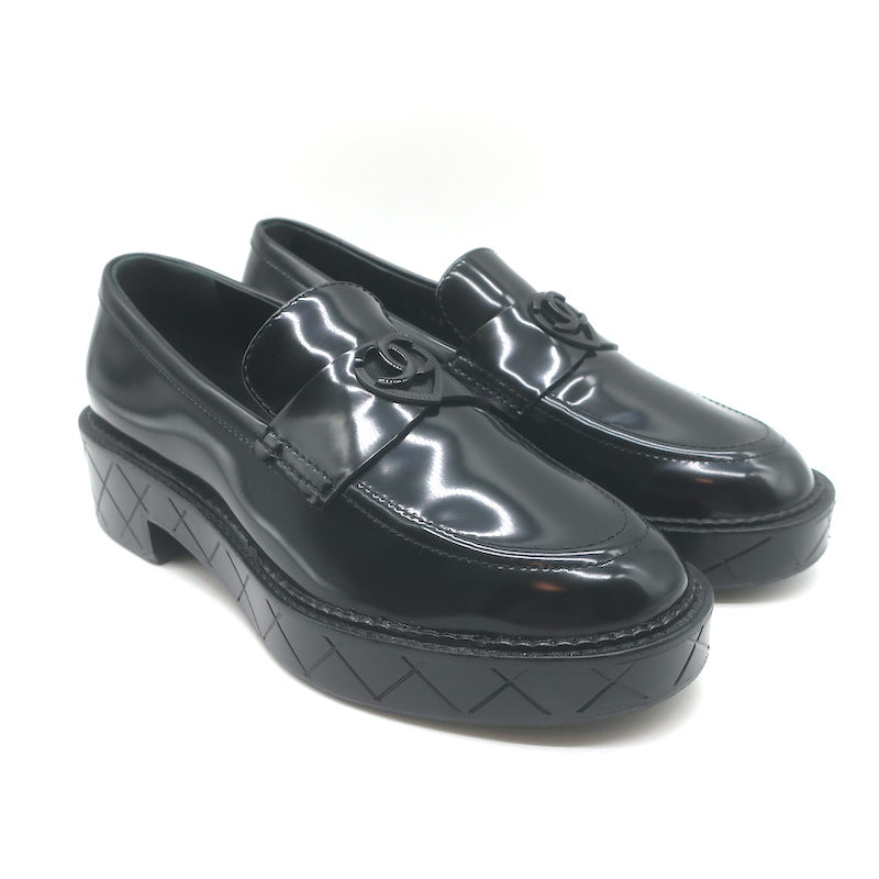 Chanel 24K Heart CC Quilted-Platform Loafers Black