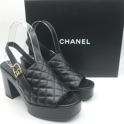 Chanel 24P Quilted Leather Platform Slingback