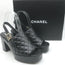Chanel 24P Quilted Leather Platform Slingback Sandals Black Size 37.5 NEW