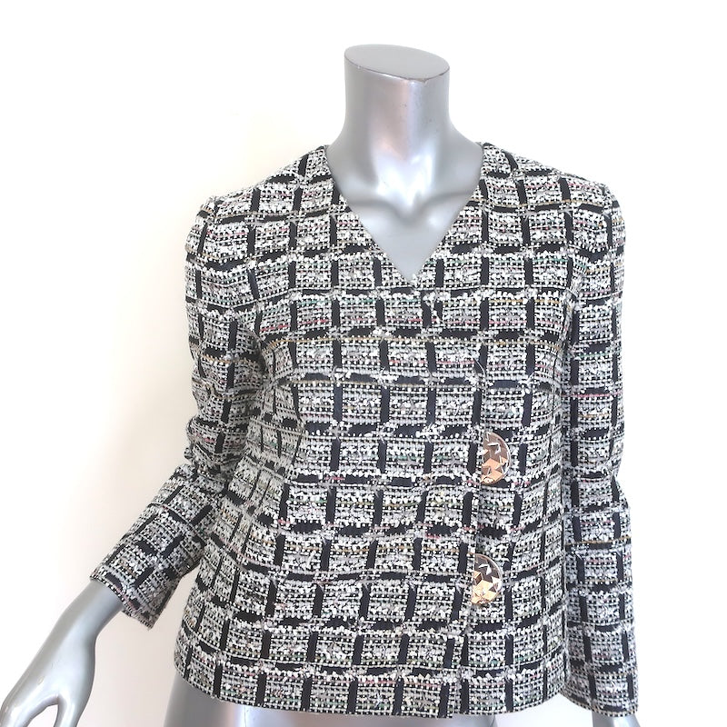 Chanel Airport 16S Checked Metallic Tweed Jacket
