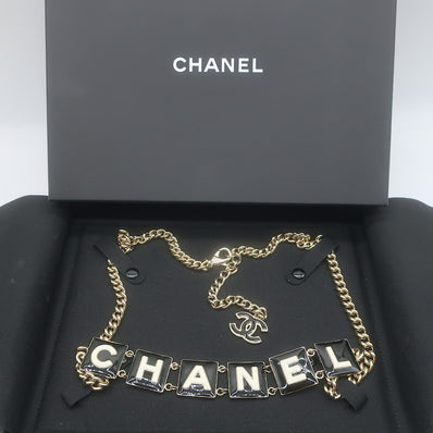 Chanel B22 Enamel Logo CC Chain Belt 