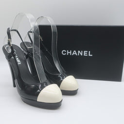 Chanel Bicolor Cap Toe Slingback Platform Pumps 