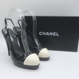 Chanel Bicolor Cap Toe Slingback Platform Pumps 