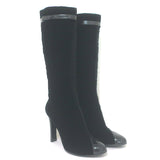 Chanel CC-Strap Cap Toe Tall Boots Black Velvet
