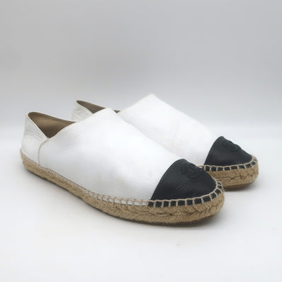 Chanel CC Cap Toe Espadrilles White & Black 