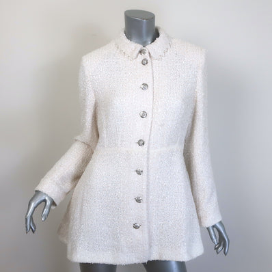 Chanel CC Embroidered Lace-Trim Sequined Tweed Jacket 