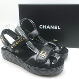 Chanel CC Quilted-Platform Dad Sandals 