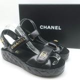 Chanel CC Quilted-Platform Dad Sandals 