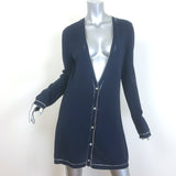 Chanel Cruise 2014 Piped V-Neck Long Cardigan Navy Cotton 