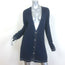 Chanel Cruise 2014 Piped V-Neck Long Cardigan Navy Cotton Pique Size 38