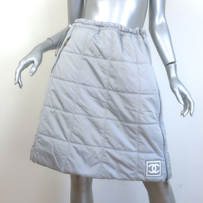 Chanel Identification 00A Quilted Puffer Skirt Gray Size 42