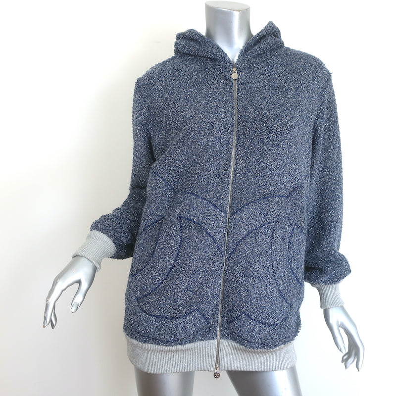 Chanel Interlocking CC Metallic Terry Zip-Up Hoodie 
