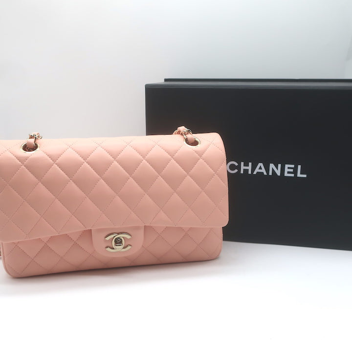 Chanel Medium Double Flap Bag Pink Quilted Lambskin