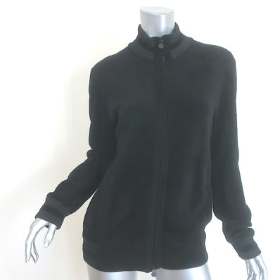 Chanel Metallic-Striped Velour Track Jacket Black Size 42