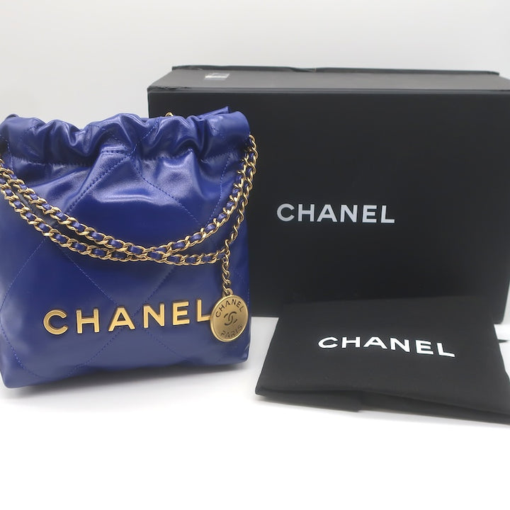 Chanel Mini 22 Hobo Cobalt Blue 