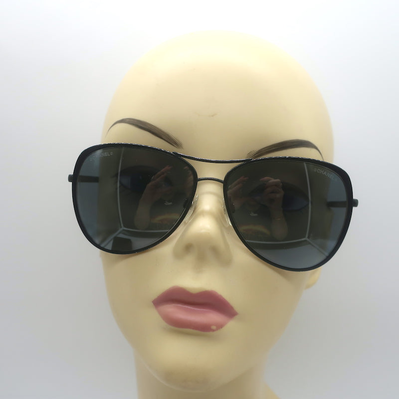 Chanel Mirrored Summer Pilot Sunglasses Black 4223 101/26