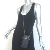 Chanel Quilted Caviar Leather Phone Holder on Chain Black