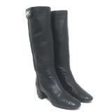 Chanel Quilted Leather Cap Toe Knee High Boots