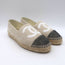 Chanel Sequin CC Cap Toe Espadrilles Beige & Black Canvas Size 37 NEW