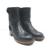 Chanel Short Motorcycle Boots Black Leather & Suede Size 37
