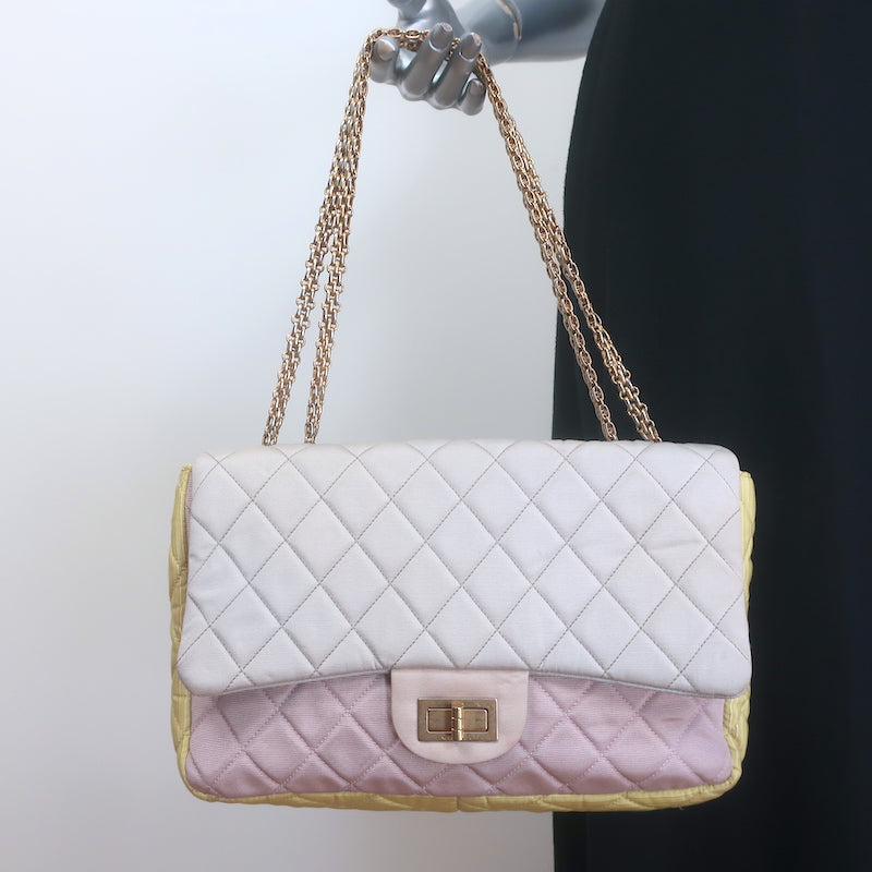 Chanel Tricolor Reissue 2.55 Quilted Faille Jumbo Flap Bag 