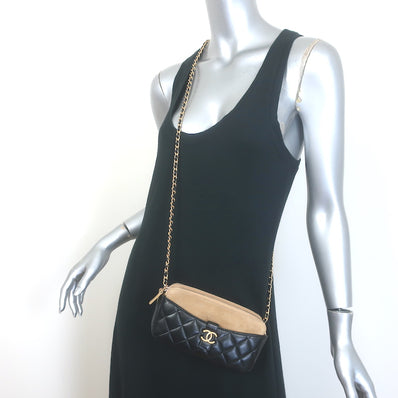 Chanel Zipped Phone Holder on Chain Black 