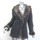 Charles Chang-Lima shearling jacket in dark gray and brown, authentic pre-owned designer outerwear